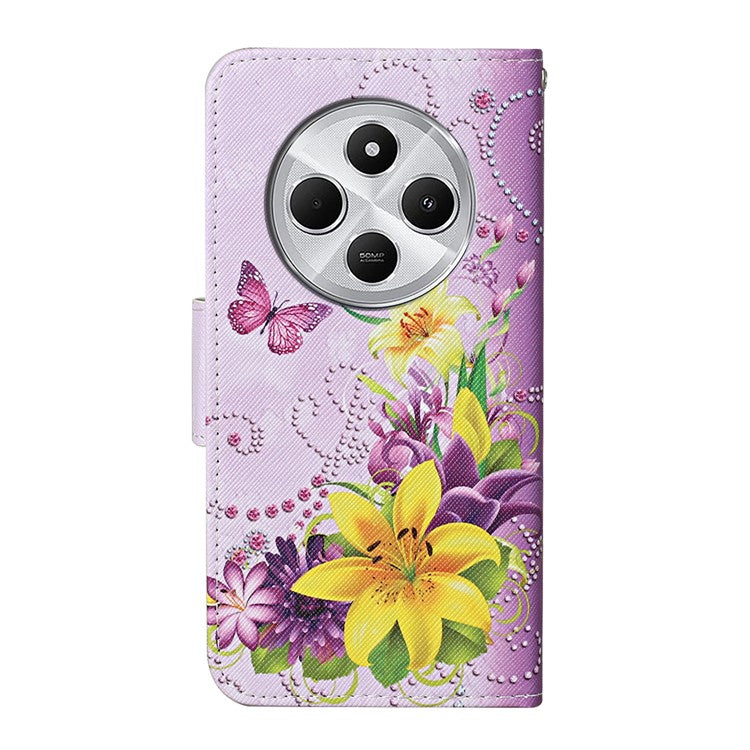 For Xiaomi Poco C75 4G / Redmi 14R 5G / 14C 4G Case Pattern Printing Protective Leather Folio Phone Cover - Yellow Butterfly