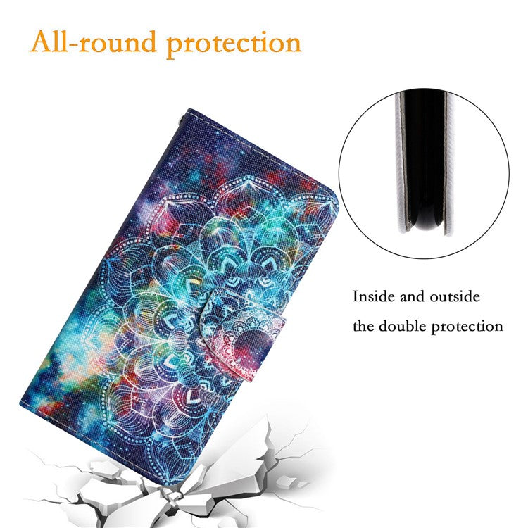 For Xiaomi Poco C75 4G / Redmi 14R 5G / 14C 4G Case Pattern Printing Protective Leather Folio Phone Cover - Galaxy Mandala