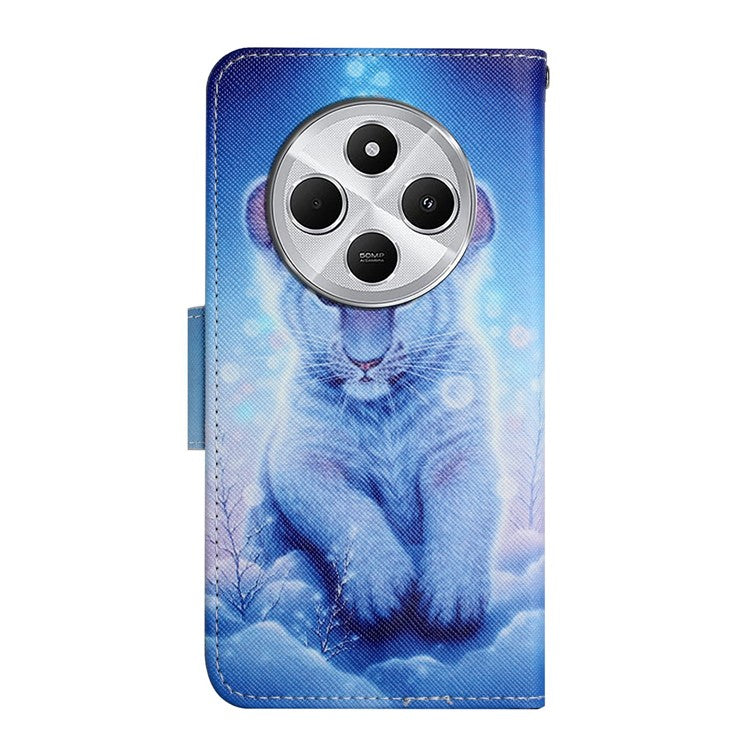 For Xiaomi Poco C75 4G / Redmi 14R 5G / 14C 4G Case Pattern Printing Protective Leather Folio Phone Cover - Little Leopard