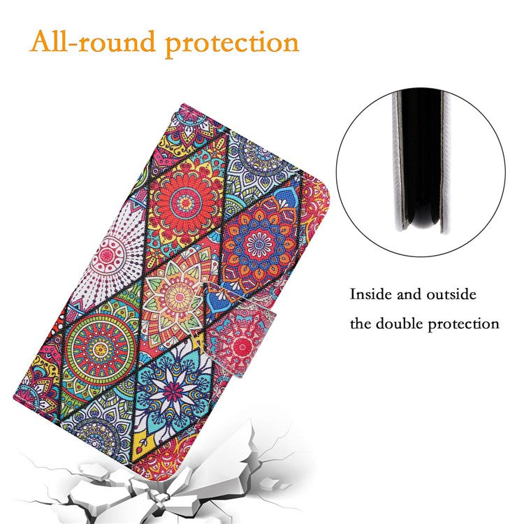 For Xiaomi Poco C75 4G / Redmi 14R 5G / 14C 4G Case Pattern Printing Protective Leather Folio Phone Cover - Rhombus Totem