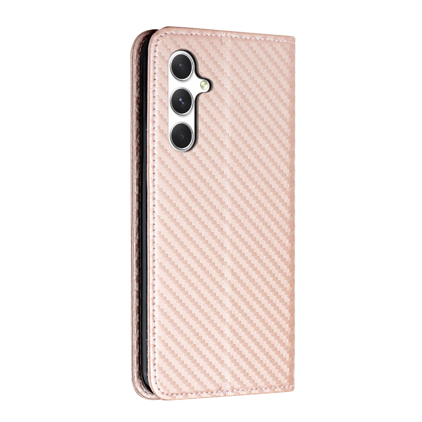 For Samsung Galaxy A16 5G / A16 4G Case Leather Flip Phone Cover Stand Strong Magnetic Closure - Rose Gold