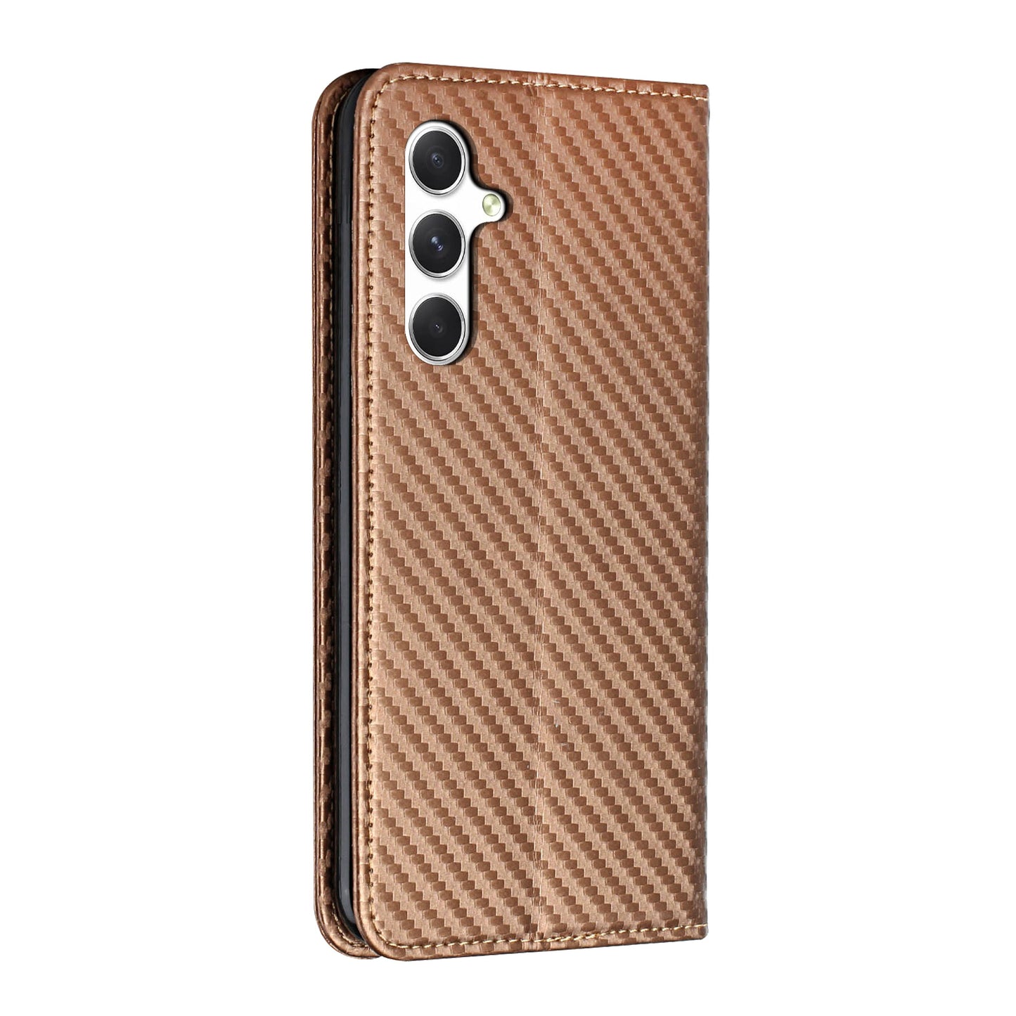 For Samsung Galaxy A16 5G / A16 4G Case Leather Flip Phone Cover Stand Strong Magnetic Closure - Brown