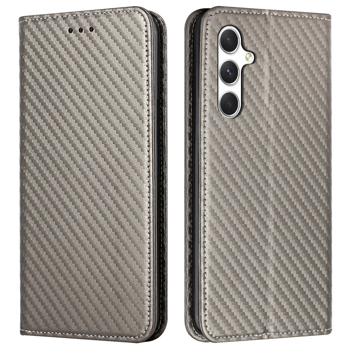 For Samsung Galaxy A16 5G / A16 4G Case Leather Flip Phone Cover Stand Strong Magnetic Closure - Grey