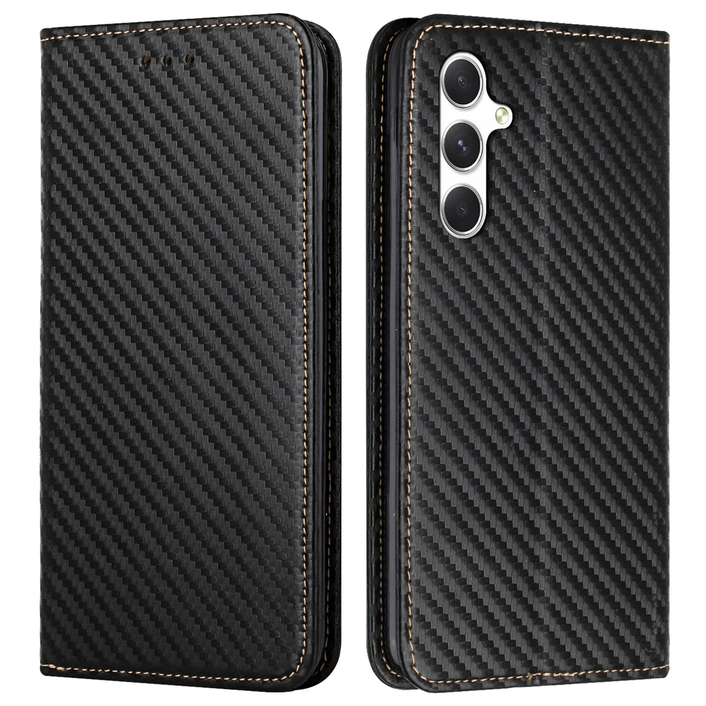 For Samsung Galaxy A16 5G / A16 4G Case Leather Flip Phone Cover Stand Strong Magnetic Closure - Black