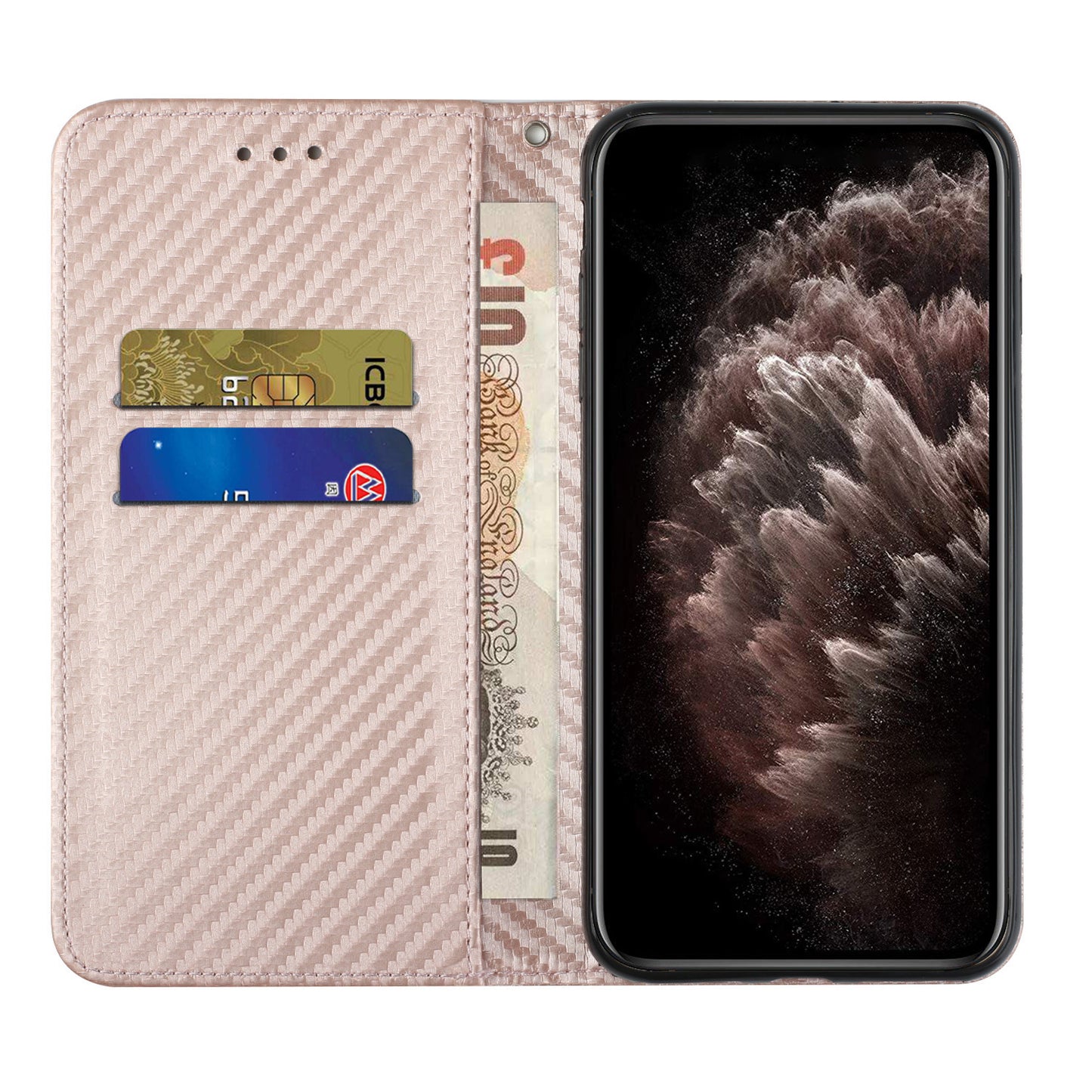 For Samsung Galaxy A06 Case Leather Flip Phone Cover Stand Strong Magnetic Closure - Rose Gold