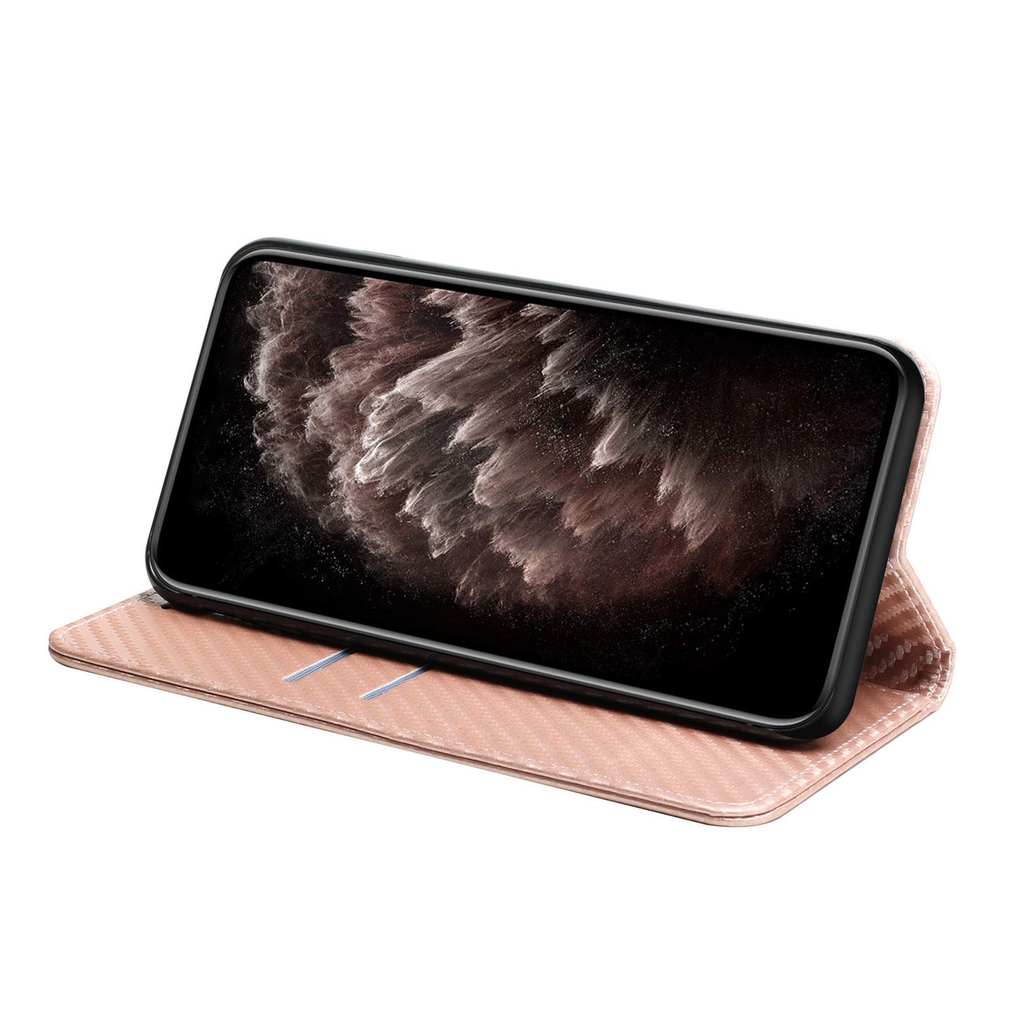 For Samsung Galaxy A06 Case Leather Flip Phone Cover Stand Strong Magnetic Closure - Rose Gold