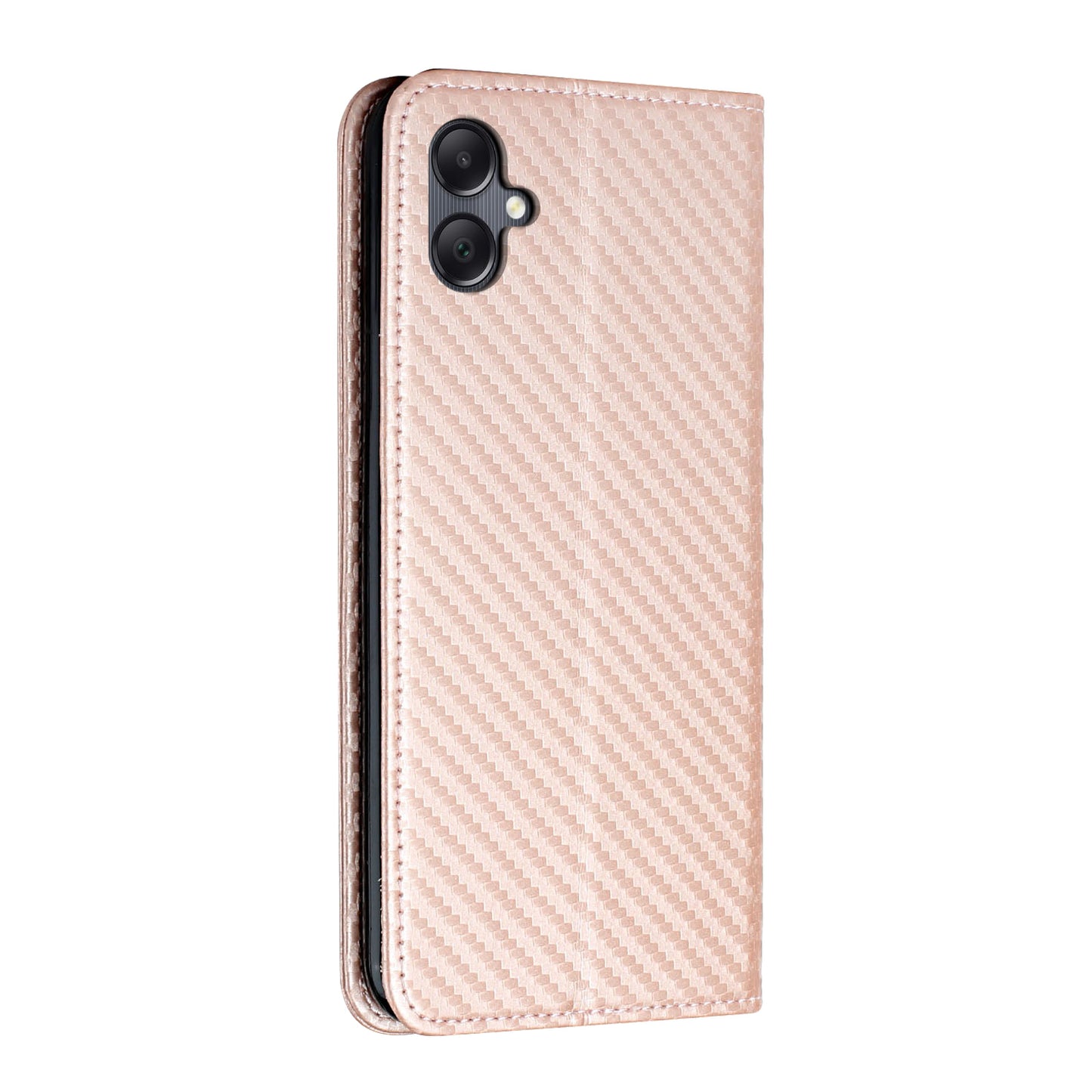 For Samsung Galaxy A06 Case Leather Flip Phone Cover Stand Strong Magnetic Closure - Rose Gold