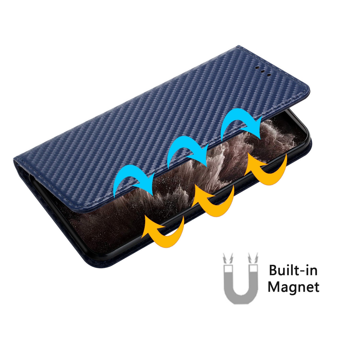 For Samsung Galaxy A06 Case Leather Flip Phone Cover Stand Strong Magnetic Closure - Blue