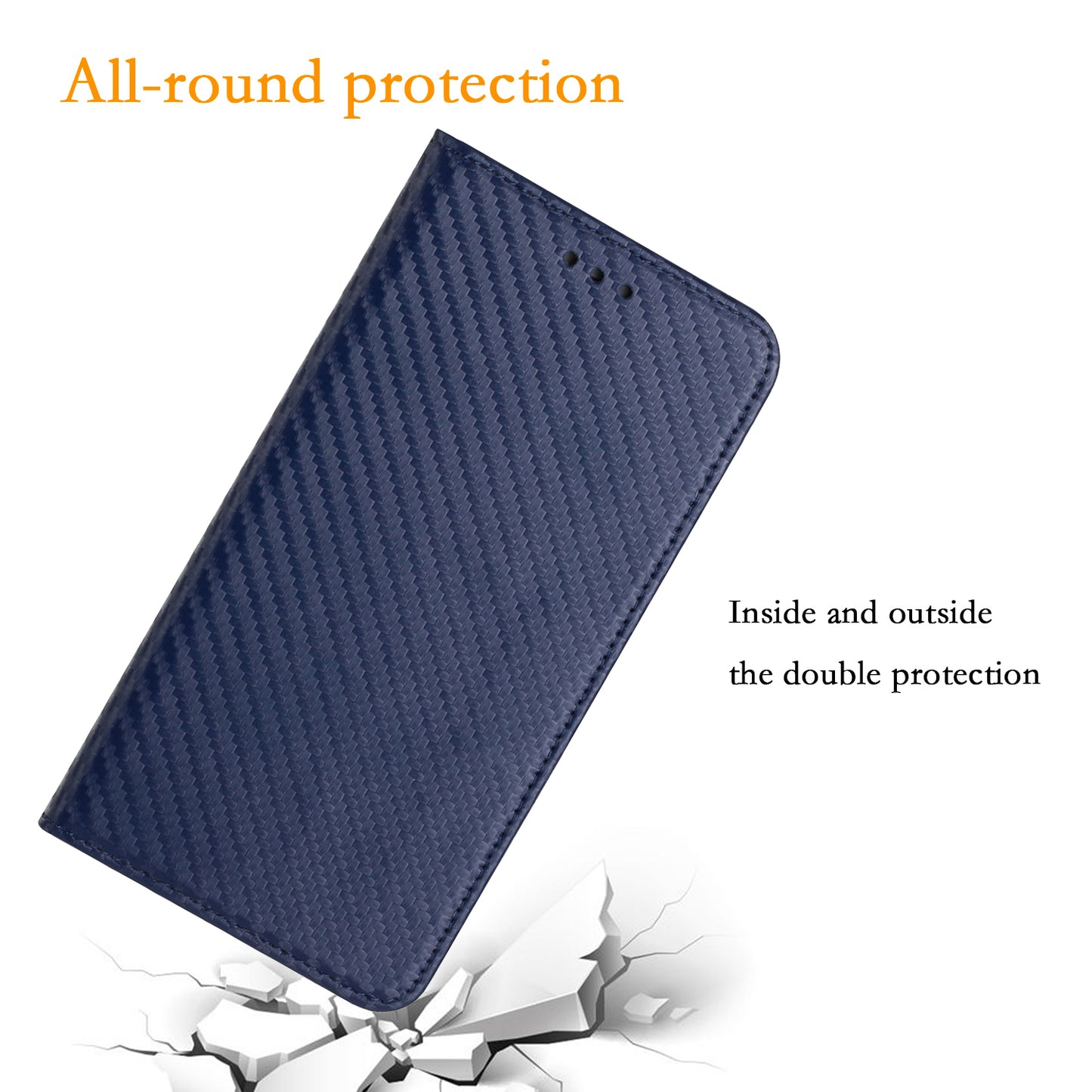 For Samsung Galaxy A06 Case Leather Flip Phone Cover Stand Strong Magnetic Closure - Blue