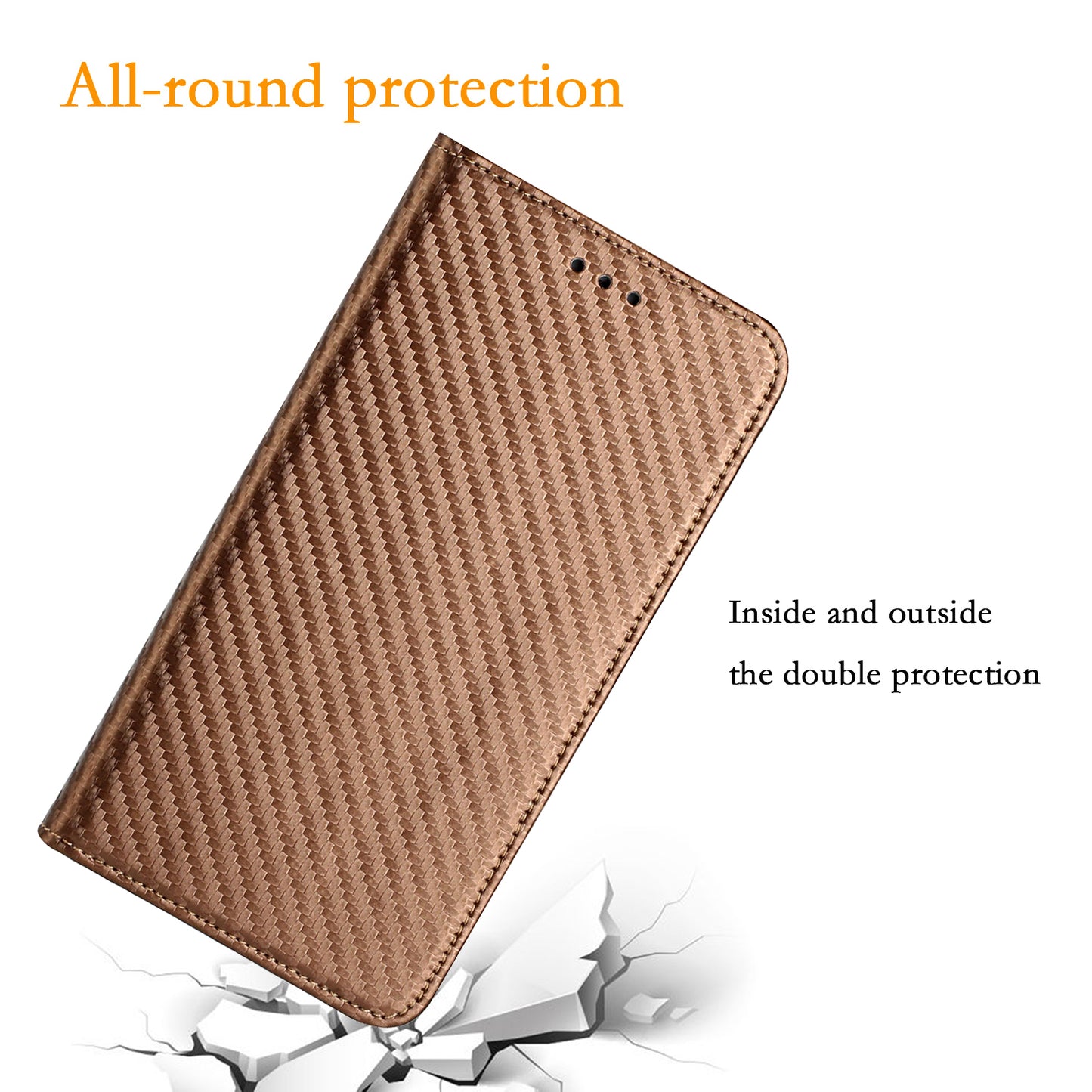 For Samsung Galaxy A06 Case Leather Flip Phone Cover Stand Strong Magnetic Closure - Brown