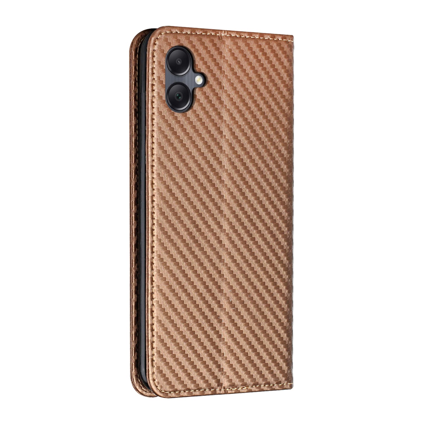 For Samsung Galaxy A06 Case Leather Flip Phone Cover Stand Strong Magnetic Closure - Brown