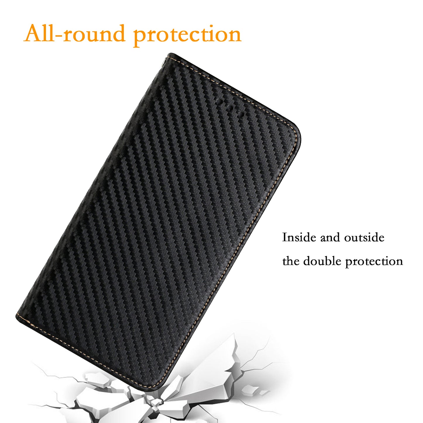 For Samsung Galaxy A06 Case Leather Flip Phone Cover Stand Strong Magnetic Closure - Black