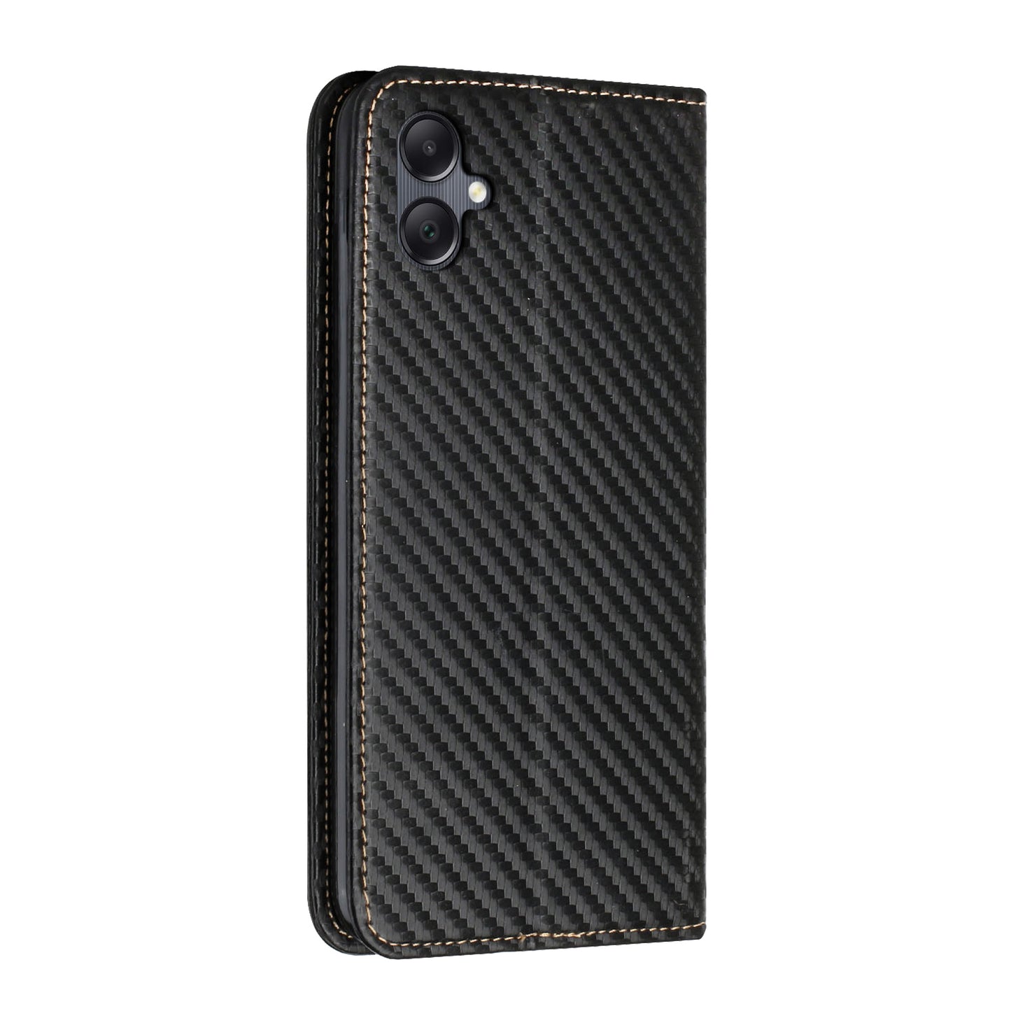 For Samsung Galaxy A06 Case Leather Flip Phone Cover Stand Strong Magnetic Closure - Black