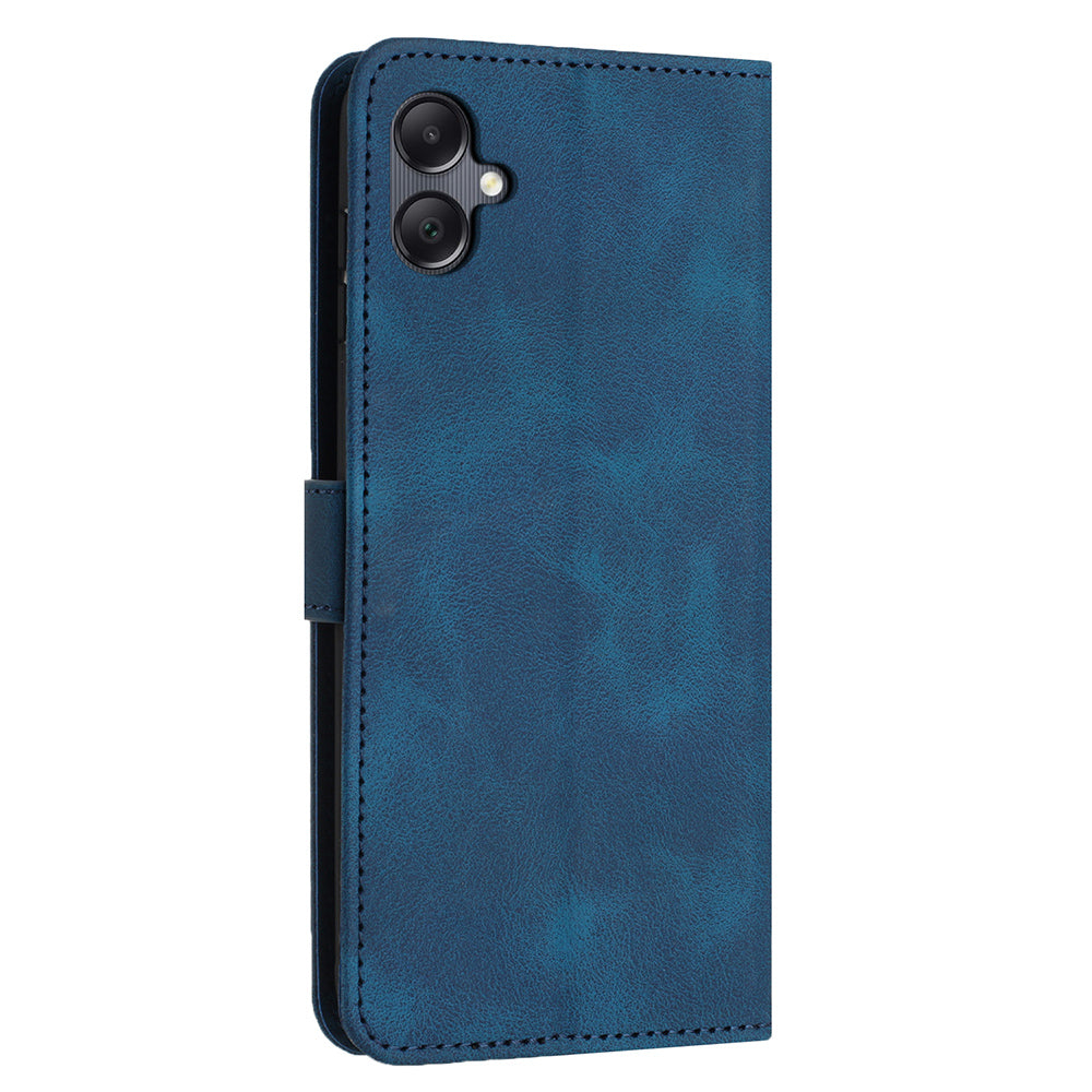 For Samsung Galaxy A06 Leather Case Solid Color Wallet Protective Phone Cover - Blue