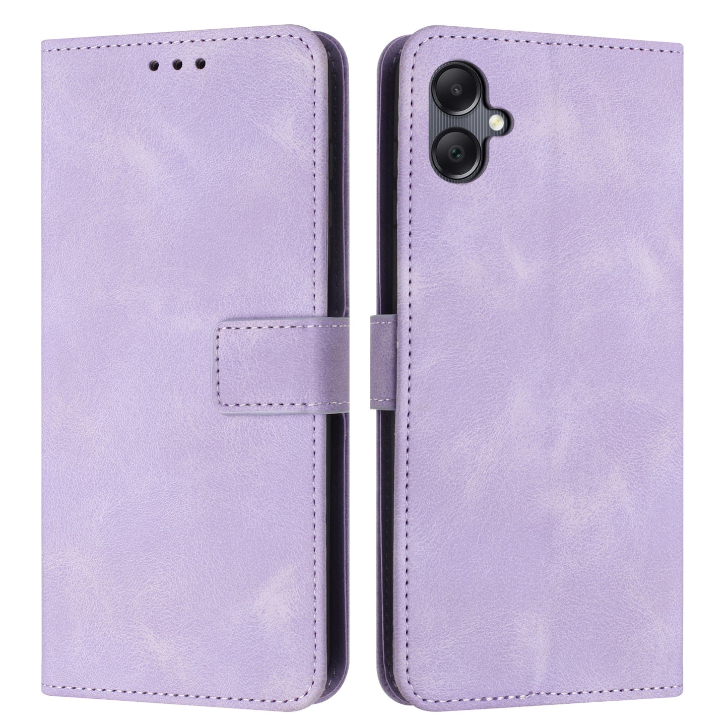 For Samsung Galaxy A06 Leather Case Solid Color Wallet Protective Phone Cover - Purple