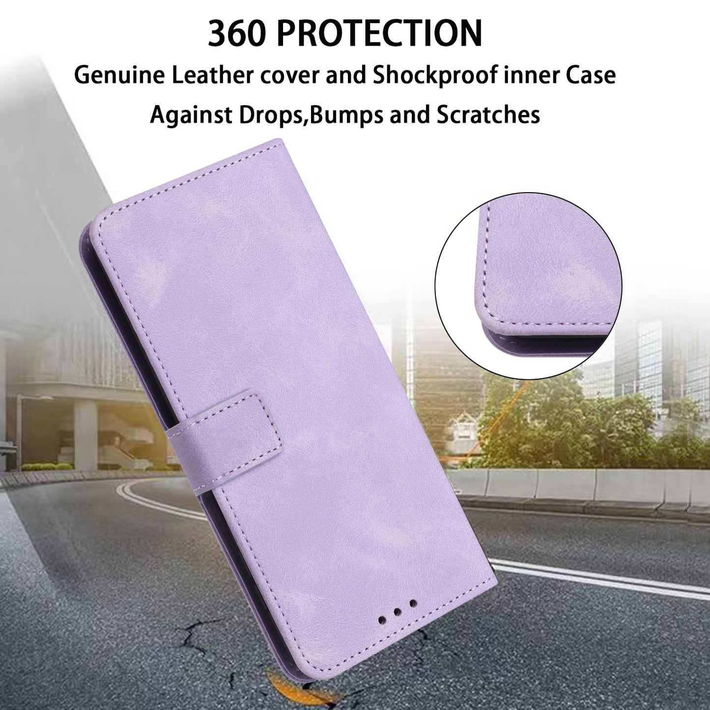 For Samsung Galaxy A06 Leather Case Solid Color Wallet Protective Phone Cover - Purple