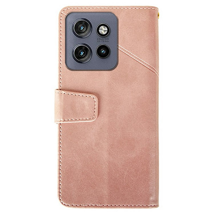 IDEWEI For Motorola Edge 50 Neo 5G / Moto S50 5G / Thinkphone 25 5G Wallet Phone Case Calf Texture Stand Leather Cover - Pink