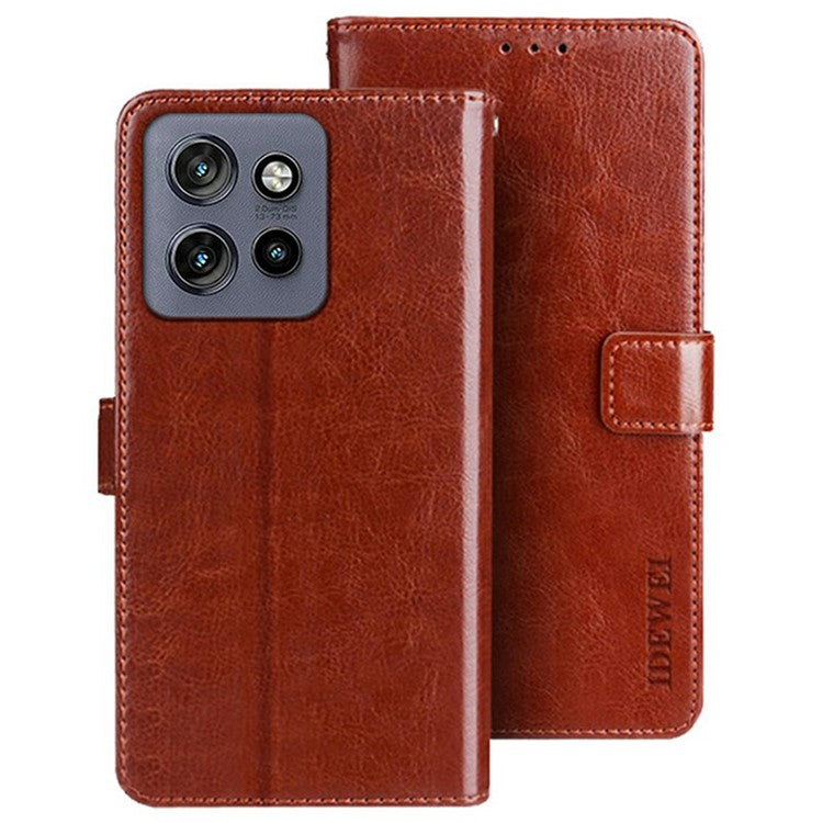 IDEWEI For Motorola Edge 50 Neo 5G / Moto S50 5G / Thinkphone 25 5G Stand Case Crazy Horse Texture Leather Phone Cover - Brown