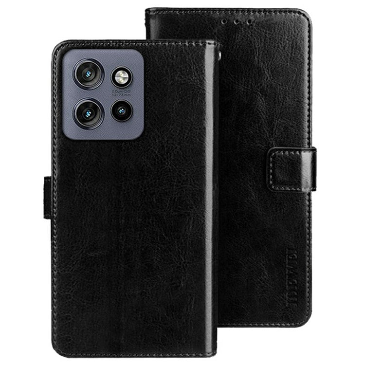 IDEWEI For Motorola Edge 50 Neo 5G / Moto S50 5G / Thinkphone 25 5G Stand Case Crazy Horse Texture Leather Phone Cover - Black