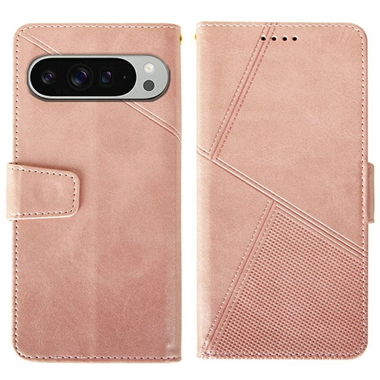 IDEWEI For Google Pixel 9 Pro XL Wallet Phone Case Calf Texture Stand Leather Cover - Pink