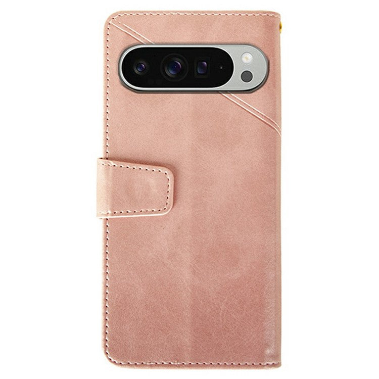 IDEWEI For Google Pixel 9 Pro XL Wallet Phone Case Calf Texture Stand Leather Cover - Pink