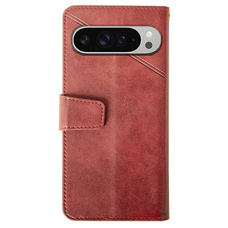 IDEWEI For Google Pixel 9 Pro XL Wallet Phone Case Calf Texture Stand Leather Cover - Red
