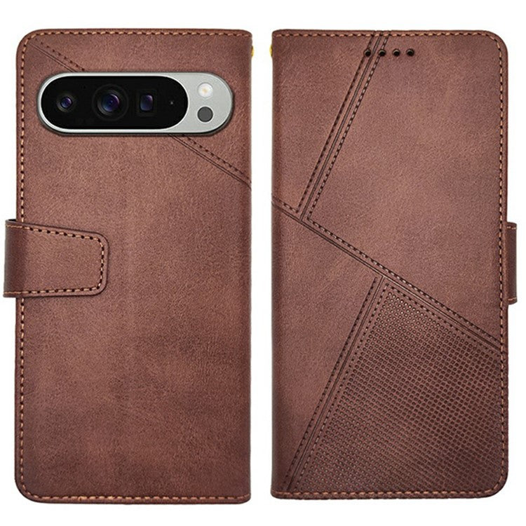 IDEWEI For Google Pixel 9 Pro XL Wallet Phone Case Calf Texture Stand Leather Cover - Brown