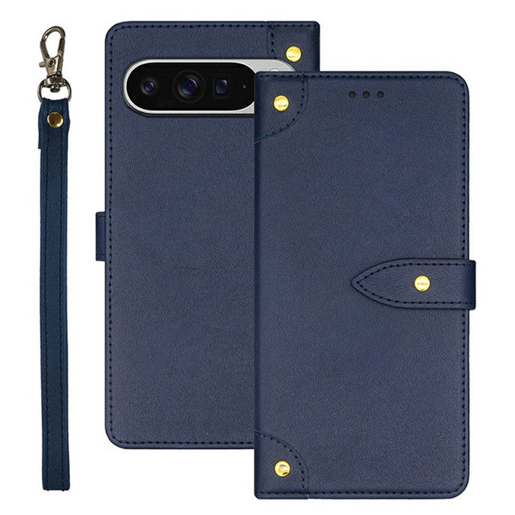 IDEWEI For Google Pixel 9 Pro XL Stand Case PU Leather Phone Cover with Card Slots - Blue
