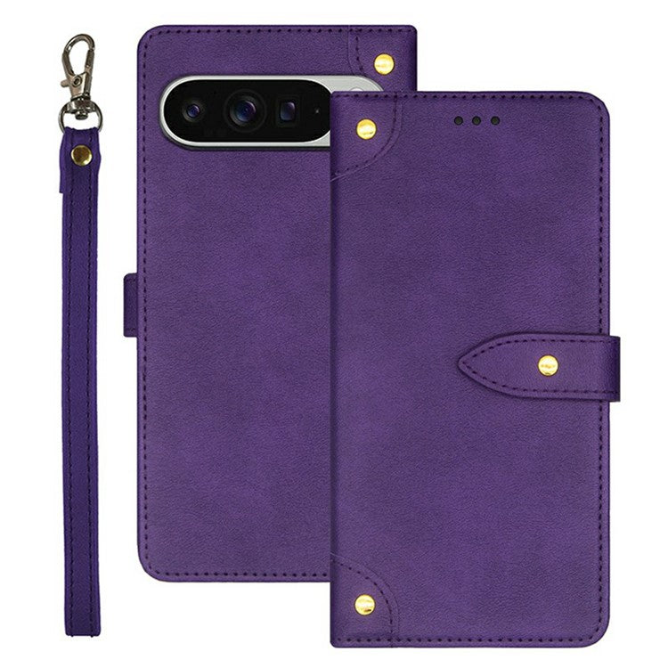 IDEWEI For Google Pixel 9 Pro XL Stand Case PU Leather Phone Cover with Card Slots - Purple