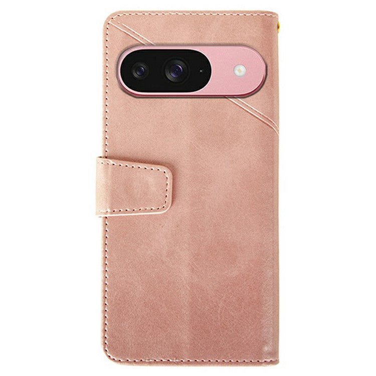 IDEWEI For Google Pixel 9 / 9 Pro Wallet Phone Case Calf Texture Stand Leather Cover - Pink