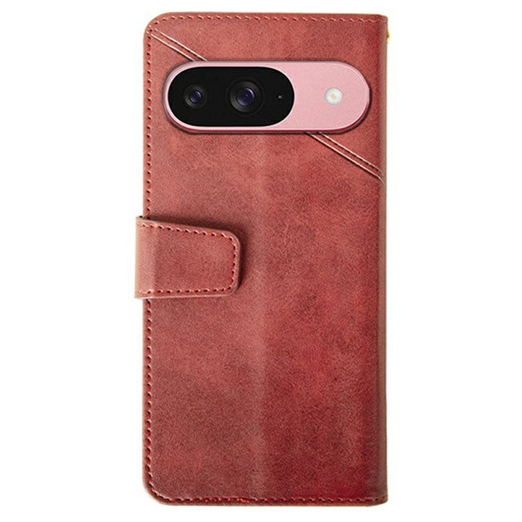 IDEWEI For Google Pixel 9 / 9 Pro Wallet Phone Case Calf Texture Stand Leather Cover - Red