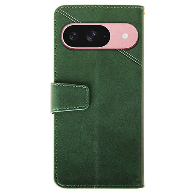 IDEWEI For Google Pixel 9 / 9 Pro Wallet Phone Case Calf Texture Stand Leather Cover - Green