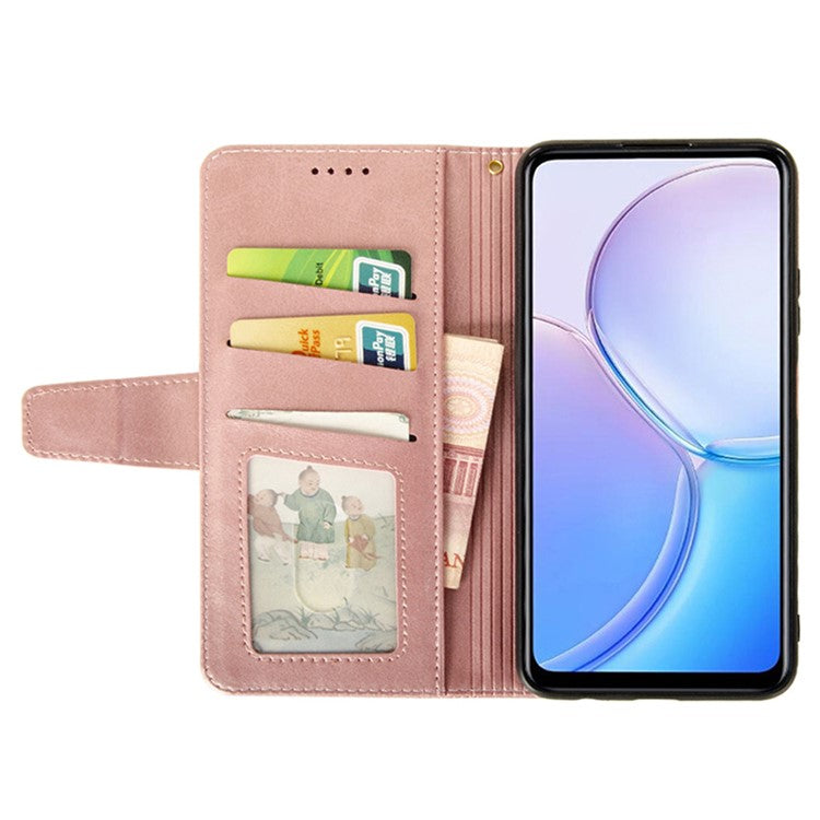 IDEWEI For iPhone 16 Pro Case Leather Wallet Phone Cover Stand Calf Texture - Pink