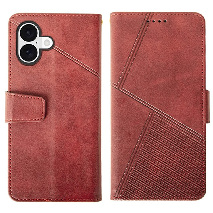IDEWEI For iPhone 16 Case Leather Wallet Phone Cover Stand Calf Texture - Red