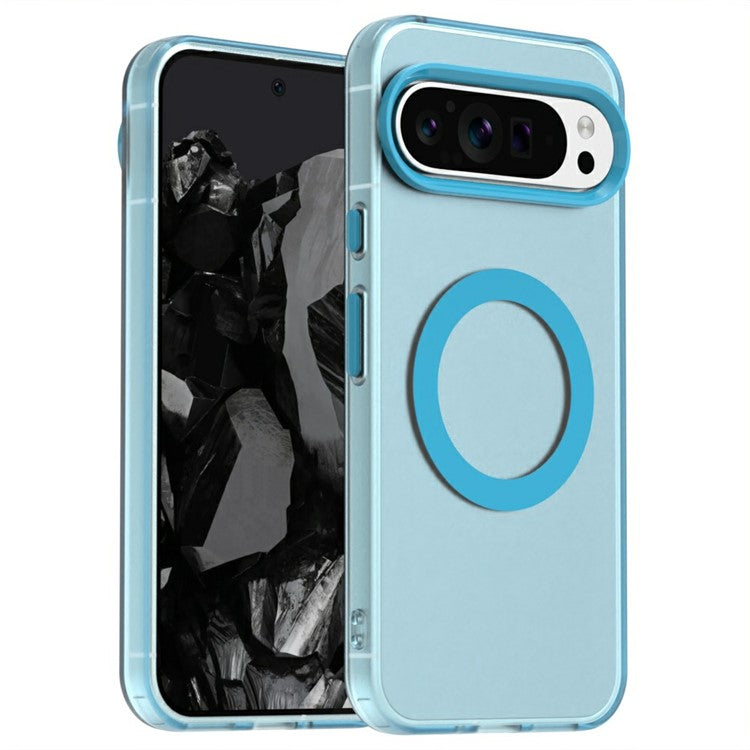 Candy Series For Google Pixel 9 / 9 Pro Case Compatible with MagSafe PC+TPU+PET Anti-Drop Phone Cover - Blue