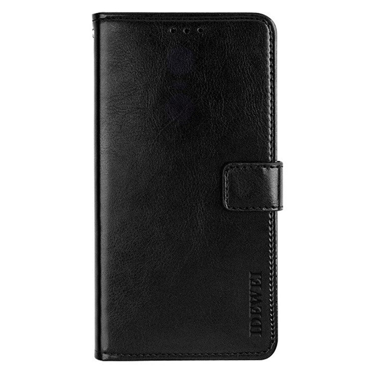 IDEWEI For iPhone 16 Pro Stand Case Crazy Horse Texture Leather Phone Cover - Black