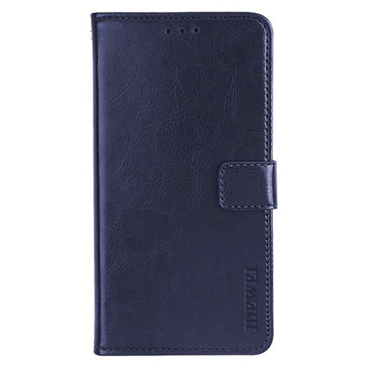 IDEWEI For iPhone 16 Pro Stand Case Crazy Horse Texture Leather Phone Cover - Dark Blue