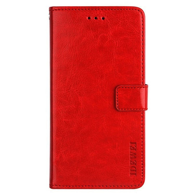 IDEWEI For iPhone 16 Stand Case Crazy Horse Texture Leather Phone Cover - Red