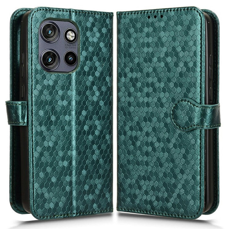For Motorola Edge 50 Neo 5G / Moto S50 5G / Thinkphone 25 5G Wallet Case Dot Pattern Imprint PU Leather Phone Cover - Green