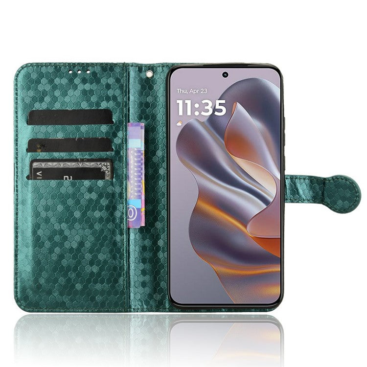 For Motorola Edge 50 Neo 5G / Moto S50 5G / Thinkphone 25 5G Wallet Case Dot Pattern Imprint PU Leather Phone Cover - Green