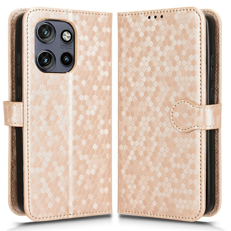 For Motorola Edge 50 Neo 5G / Moto S50 5G / Thinkphone 25 5G Wallet Case Dot Pattern Imprint PU Leather Phone Cover - Rose Gold