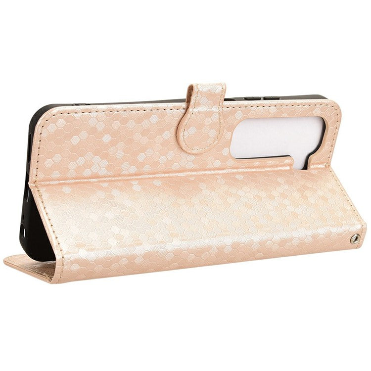 For Infinix Hot 50 5G Wallet Case Dot Pattern Imprint PU Leather Phone Cover - Rose Gold