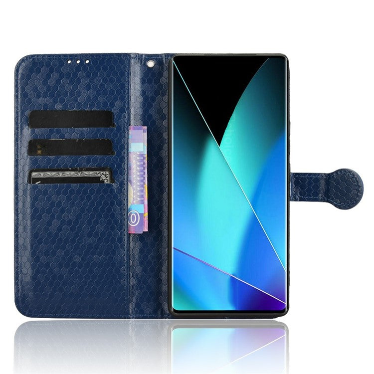 For Infinix Zero 40 4G X6860 Wallet Case Dot Pattern Imprint PU Leather Phone Cover - Dark Blue