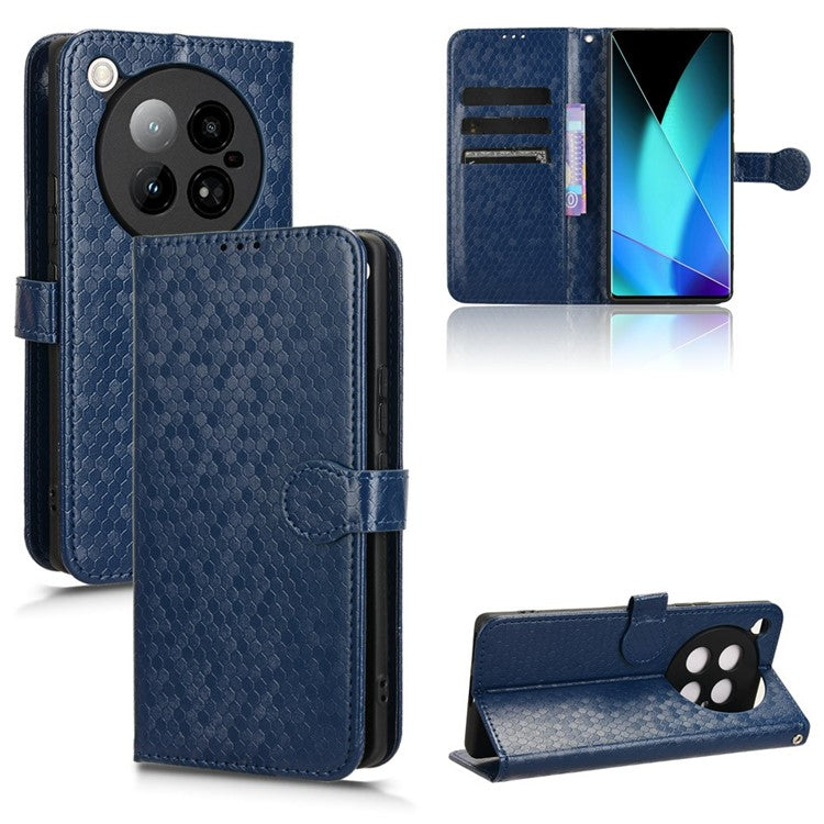 For Infinix Zero 40 4G X6860 Wallet Case Dot Pattern Imprint PU Leather Phone Cover - Dark Blue