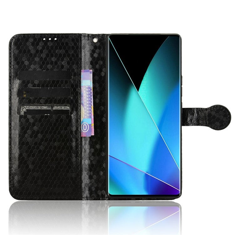 For Infinix Zero 40 4G X6860 Wallet Case Dot Pattern Imprint PU Leather Phone Cover - Black