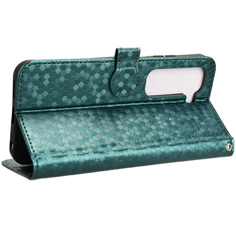 For Infinix Hot 50 4G Wallet Case Dot Pattern Imprint PU Leather Phone Cover - Green