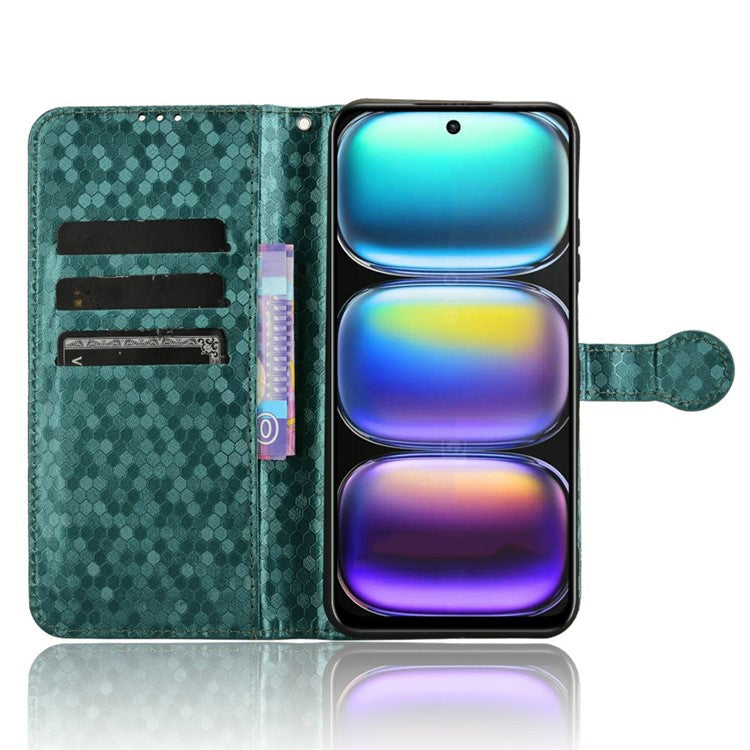 For Infinix Hot 50 4G Wallet Case Dot Pattern Imprint PU Leather Phone Cover - Green