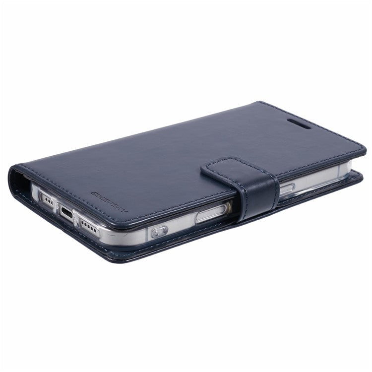 MERCURY GOOSPERY Blue Moon For iPhone 16 Case Stand Full Protection Leather Phone Cover - Dark Blue