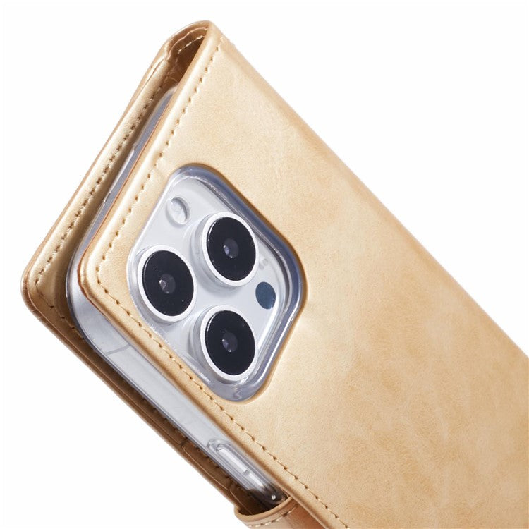 MERCURY GOOSPERY Blue Moon For iPhone 16 Pro Case Stand Full Protection Leather Phone Cover - Gold