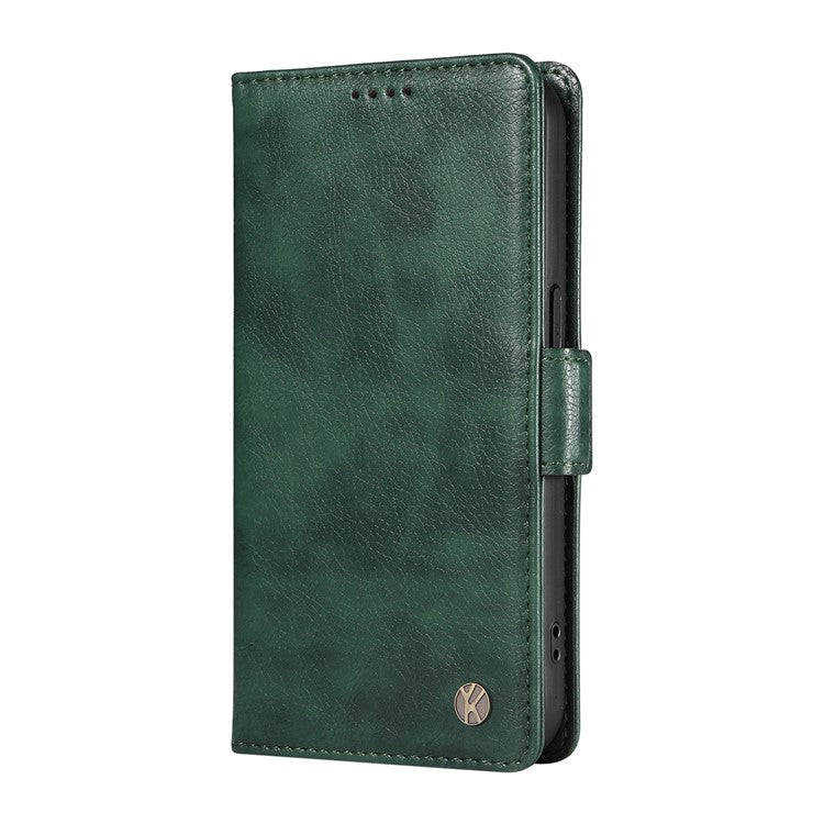 YIKATU YK-007 For Oppo A3x 4G / 5G (India) / A3 4G / 5G / A60 5G / A40 4G / A40M 4G Case Side Buckle PU Leather Phone Cover Litchi Texture - Green